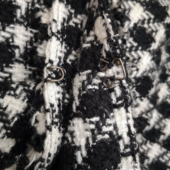 Denver Hayes Ladies Size XL Black & White Checkered Lined Fringed Blazer - Picture 7 of 10